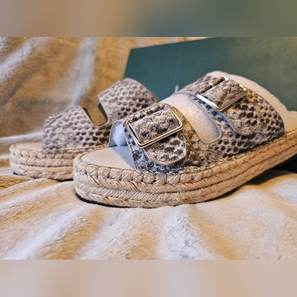 LOGO Lori Goldstein Espadrille Sandal Lindsay Leather Snake Skin Open Toe Sz 8.5 - Picture 11 of 11